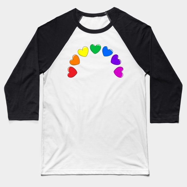 Rainbow Hearts Baseball T-Shirt by ThinkingSimple